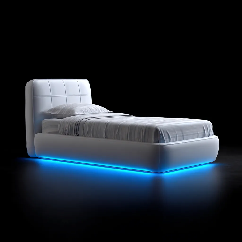 Letto singolo ecopelle 205x105x95 cm - bianco - per camera - design moderno-Havenilo