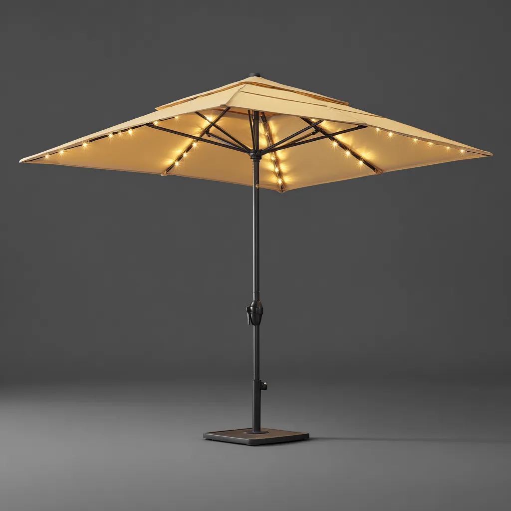 Ombrelloni da giardino in tessuto 250x250x260 cm - beige - per terrazza e balcone - con illuminazione LED-Havenilo