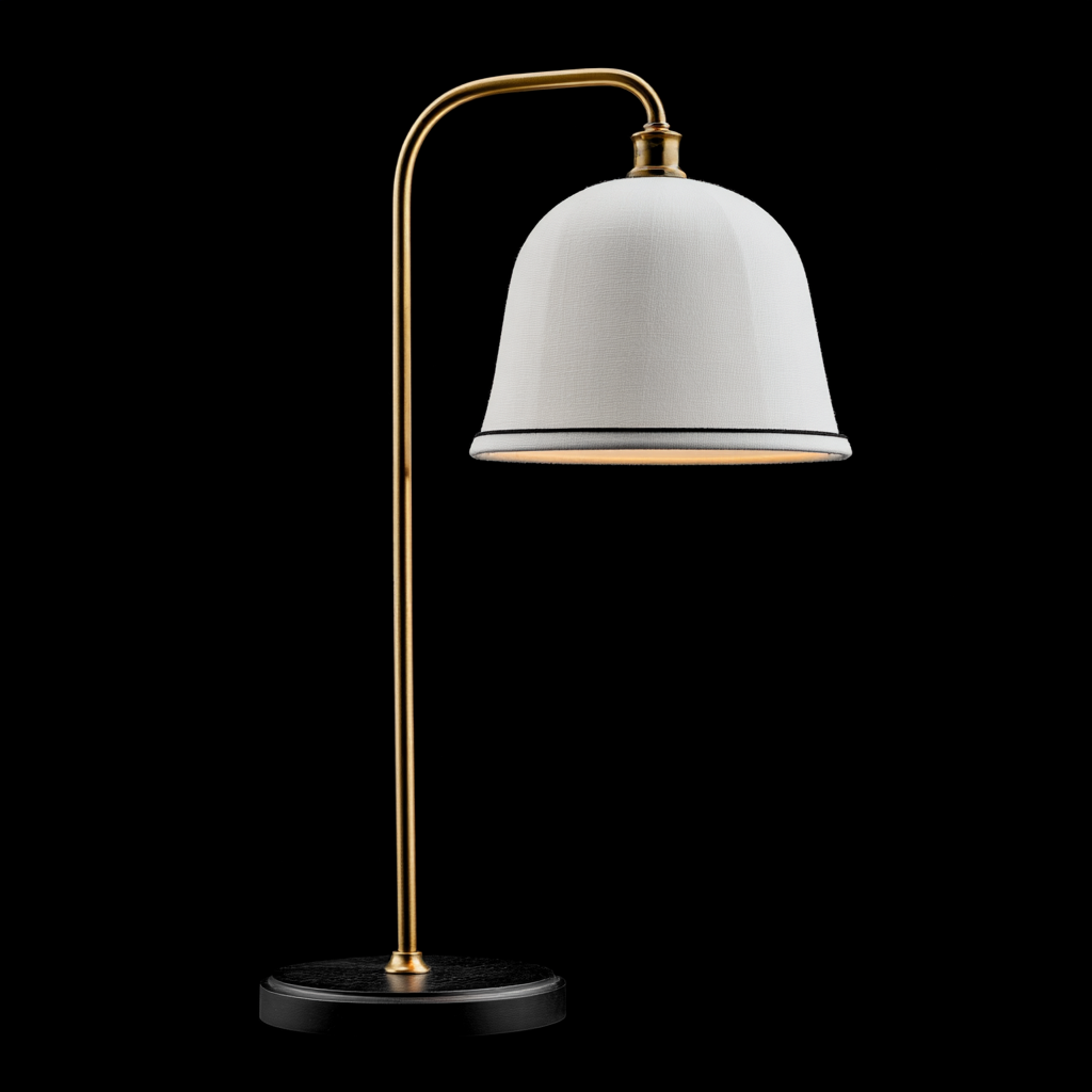 Lampada da tavolo metallo-tessuto 20x20x48 cm - ottone-bianco-nero - design moderno-Havenilo