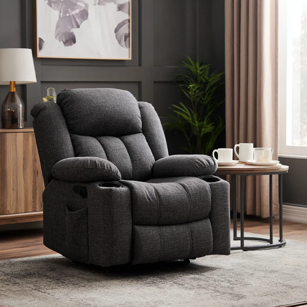 Poltrona reclinabile in tessuto 88x86x105 cm grigio scuro per soggiorno design moderno-Havenilo