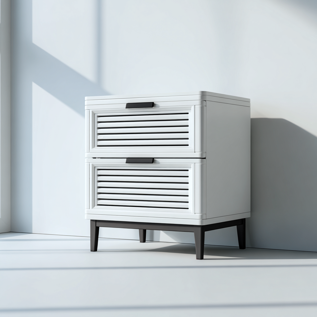 Comodino MDF laccato 46x38x62 cm - bianco-nero - camera da letto - design moderno-Havenilo