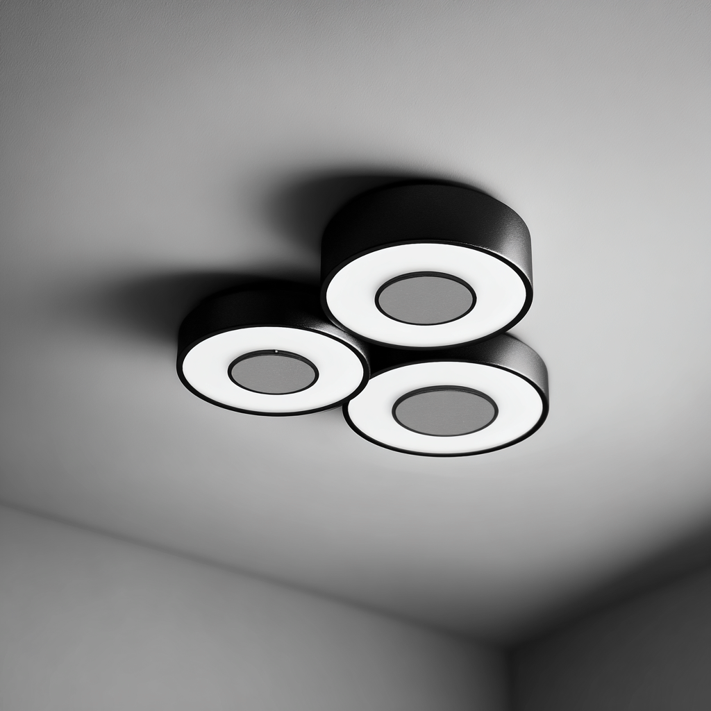 Lampada da soffitto metallo-acrilico 46x46x10 cm - nero-bianco-grigio - design moderno-Havenilo