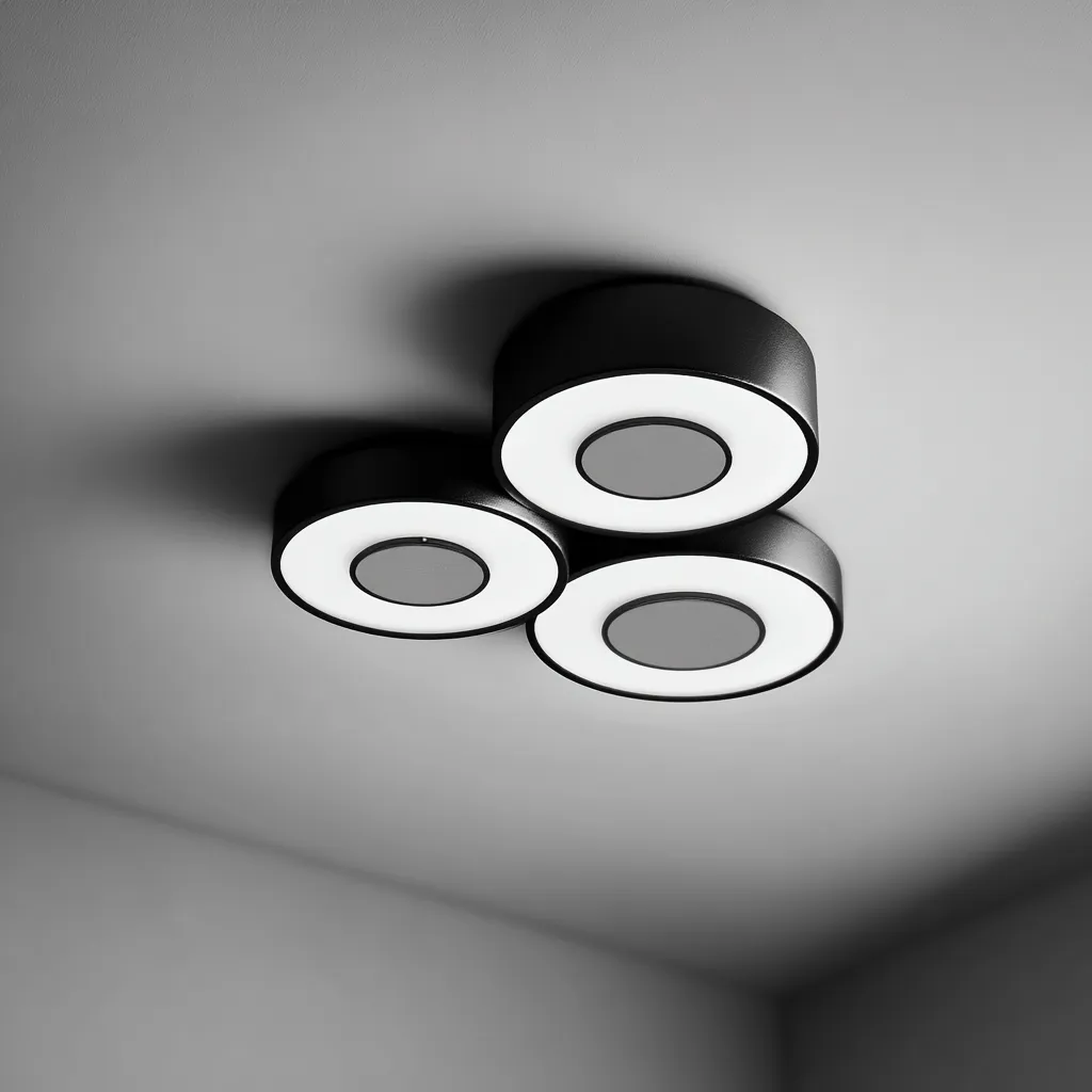 Lampada da soffitto metallo-acrilico 46x46x10 cm - nero-bianco-grigio - design moderno-Havenilo