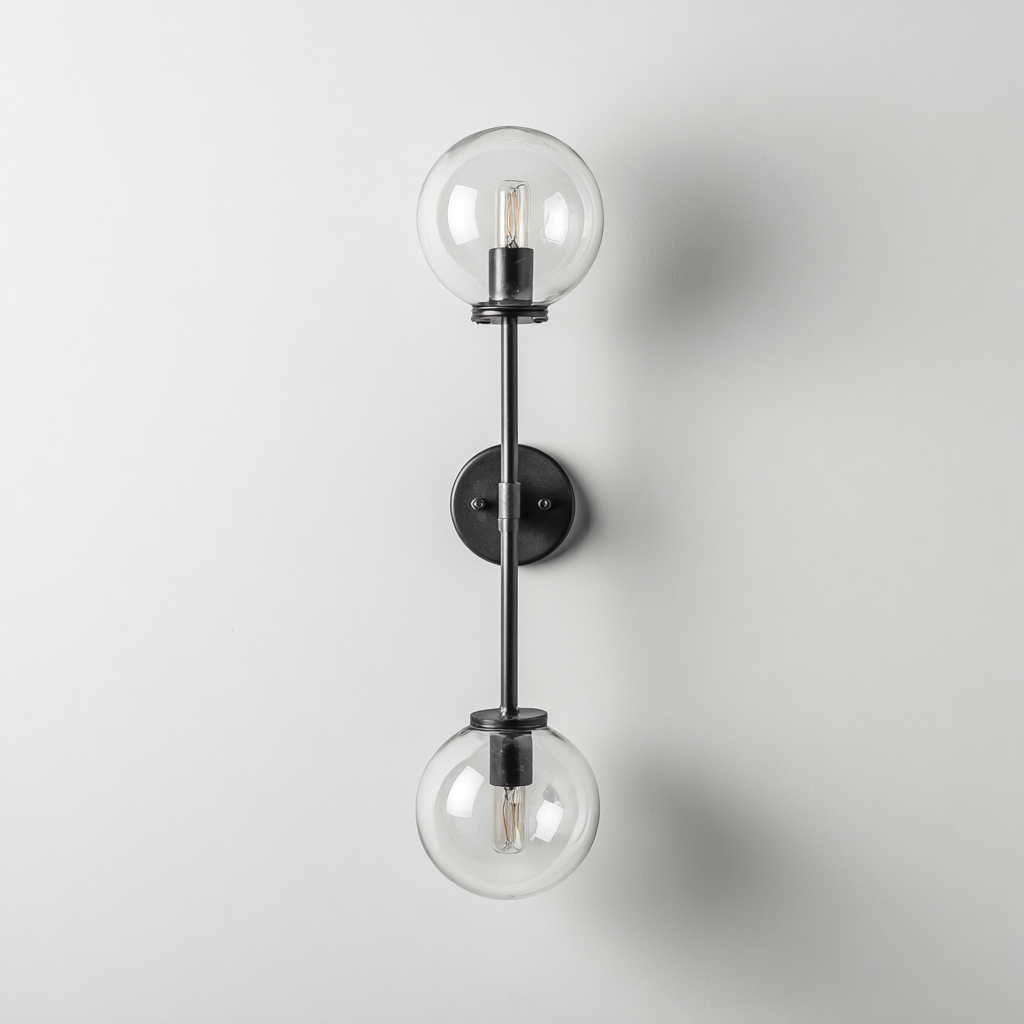 Applique metallo-vetro 60x18x18 cm - nero - design moderno-Havenilo