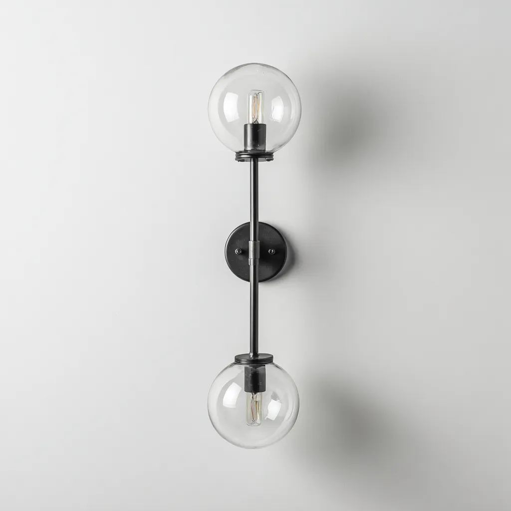 Applique metallo-vetro 60x18x18 cm - nero - design moderno-Havenilo