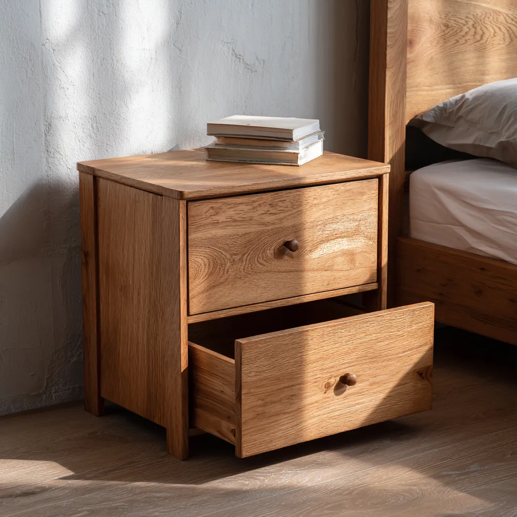 Comodino legno massello 48x38x55 cm - legno naturale - camera da letto - design classico-Havenilo