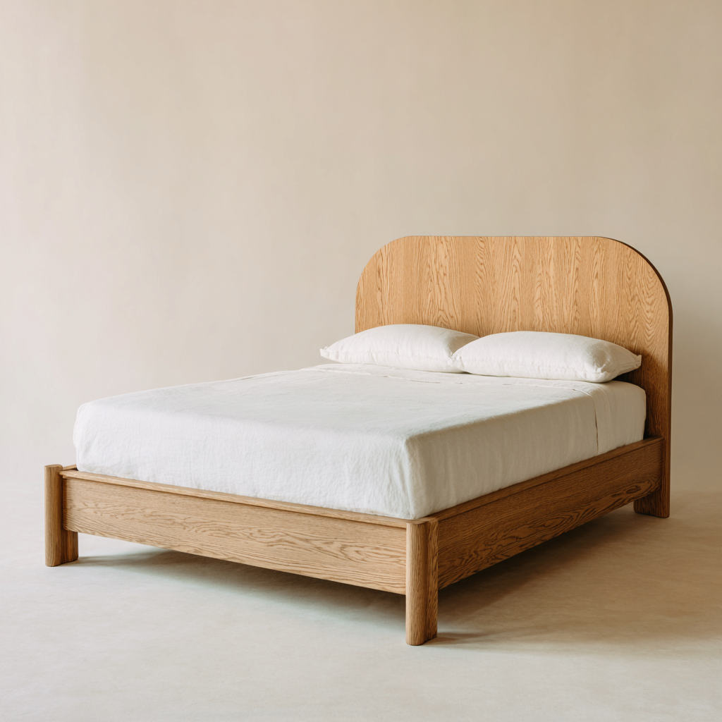 Letto matrimoniale legno 210x160x105 cm legno-naturale-bianco - design minimalista-Havenilo