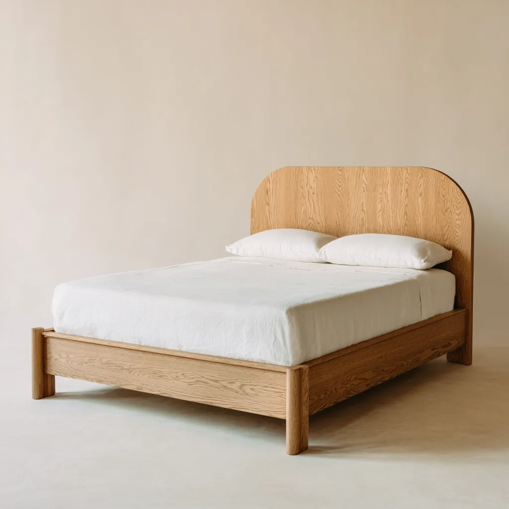 Letto matrimoniale legno 210x160x105 cm legno-naturale-bianco - design minimalista-Havenilo
