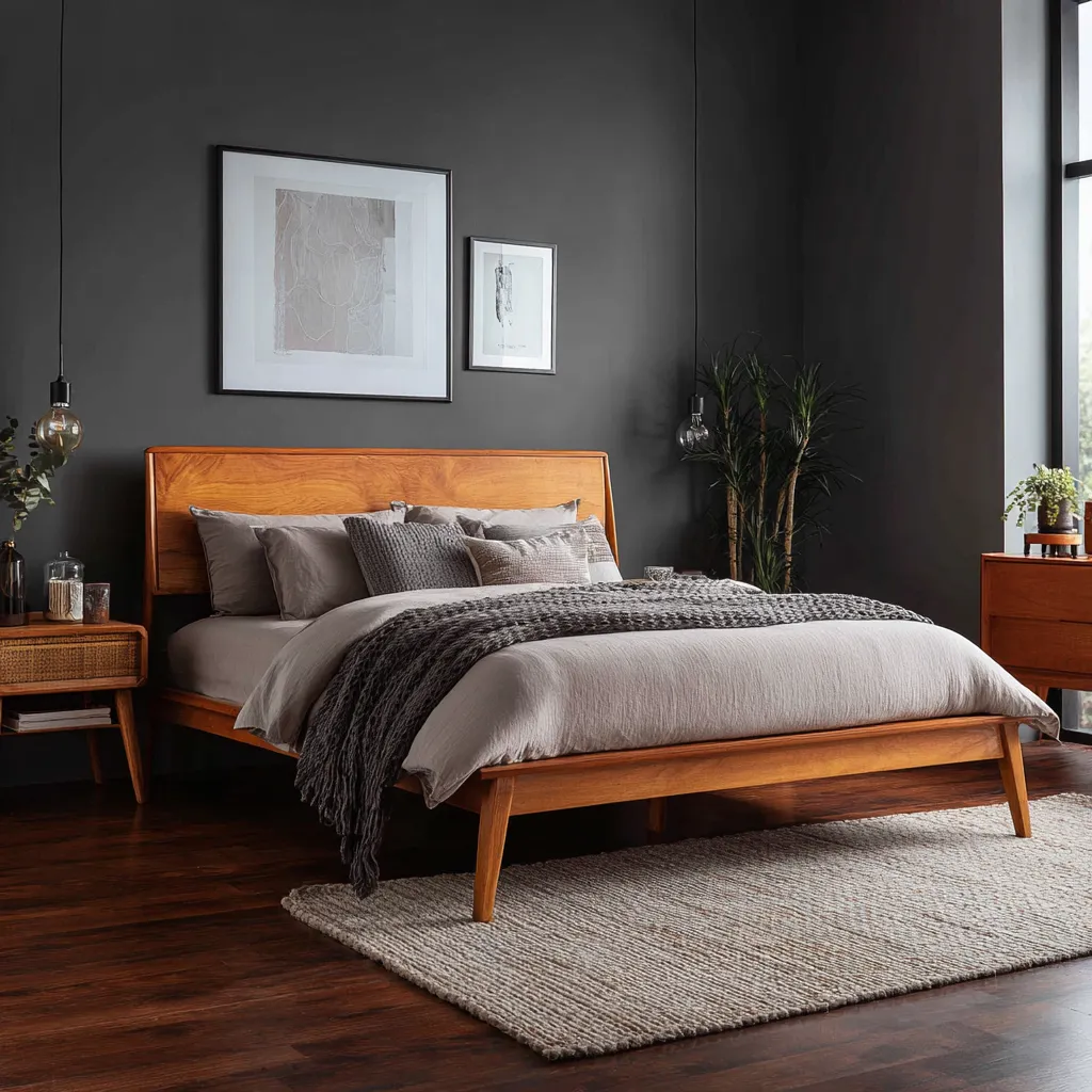 Letto matrimoniale - struttura in legno massello 210x166x109 cm - legno naturale - stile moderno-Havenilo