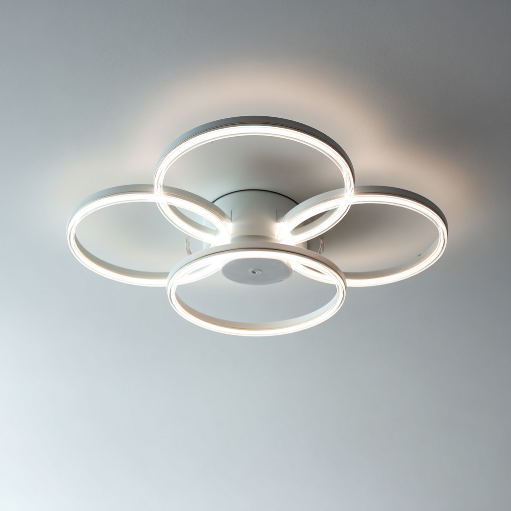 Lampada da soffitto metallo-acrilico 46x46x10 cm - bianco - design moderno-Havenilo