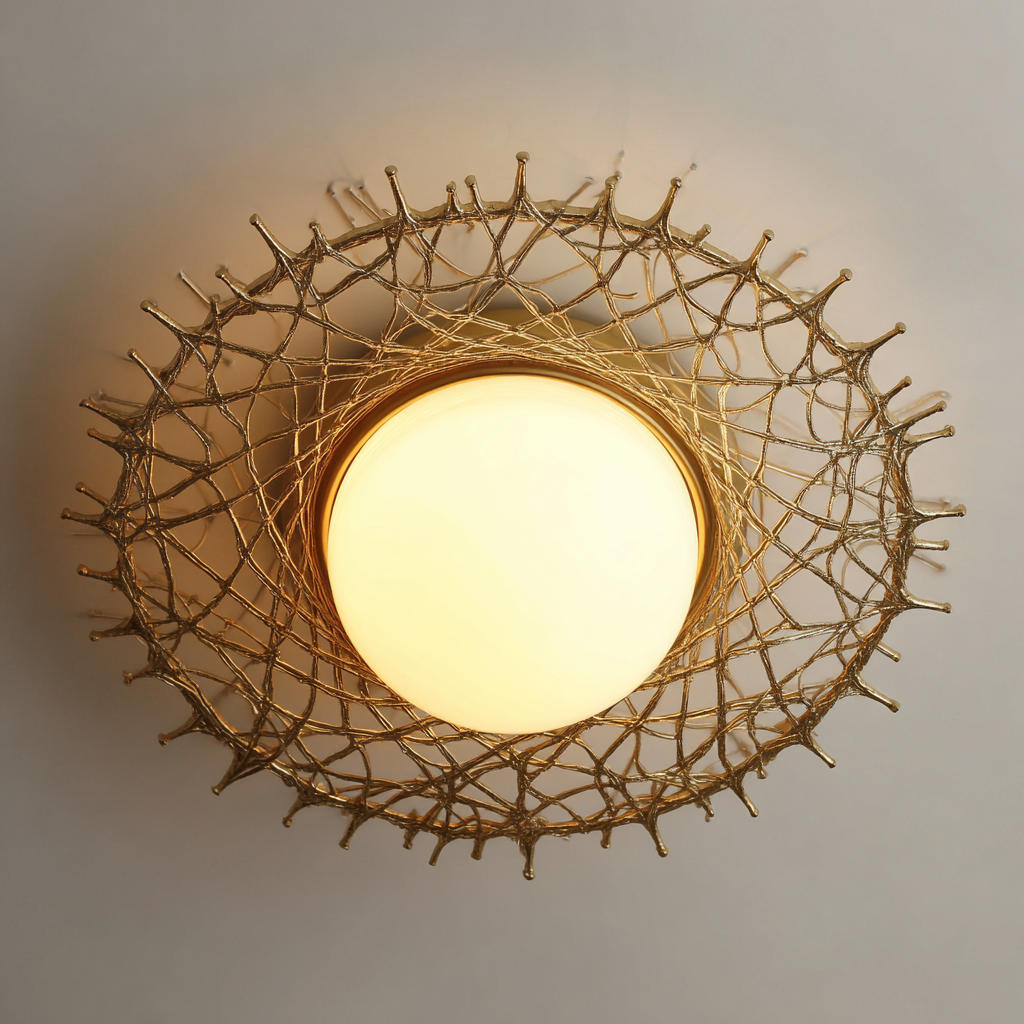 Lampada da soffitto metallo-vetro 38x38x14 cm - oro-bianco - stile artistico-Havenilo