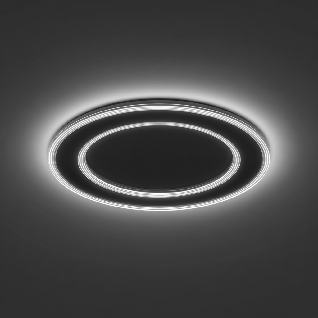 Lampada da soffitto in metallo e acrilico 55x55x7 cm Nero-Bianco per ambiente interno - design moderno-Havenilo