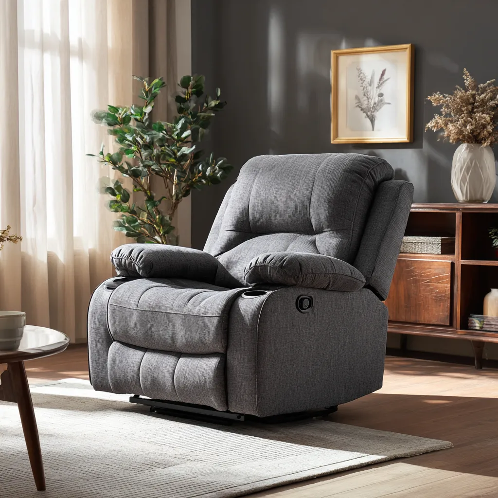 Poltrona reclinabile 90x85x100 cm - rivestimento in tessuto - grigio scuro - design moderno-Havenilo