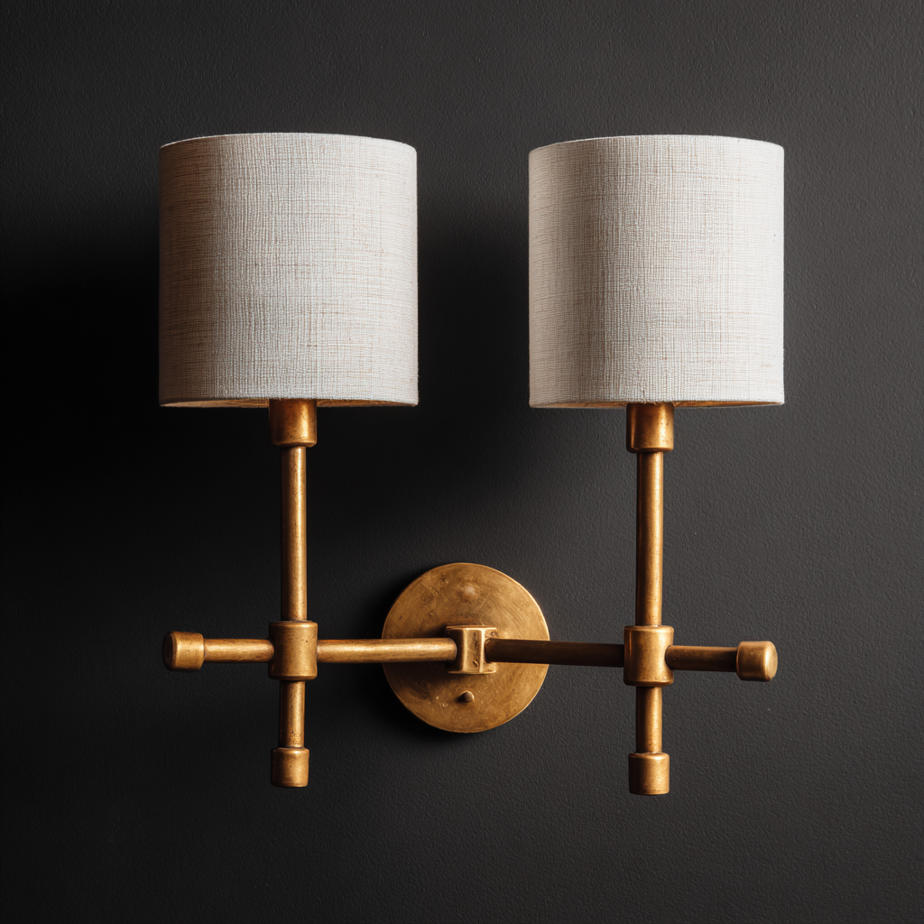 Applique metallo tessuto 20x12x28 cm - oro-bianco - design classico-Havenilo