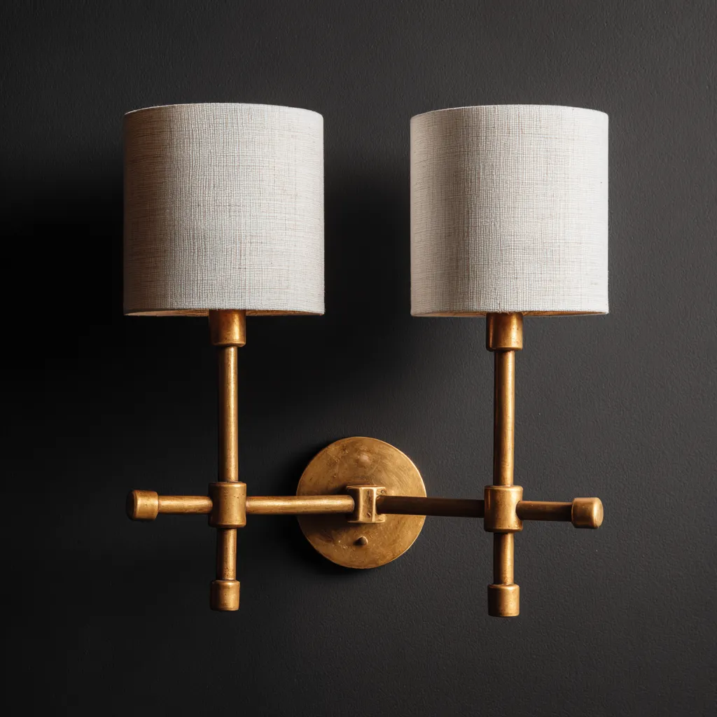 Applique metallo tessuto 20x12x28 cm - oro-bianco - design classico-Havenilo