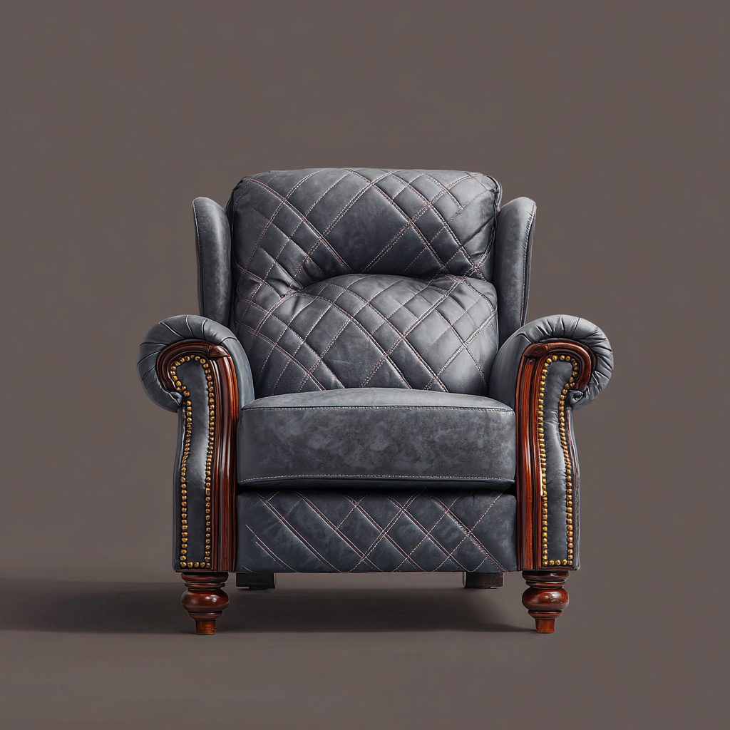 Poltrona reclinabile in pelle 95x90x105 cm - grigio scuro - design classico e confortevole-Havenilo