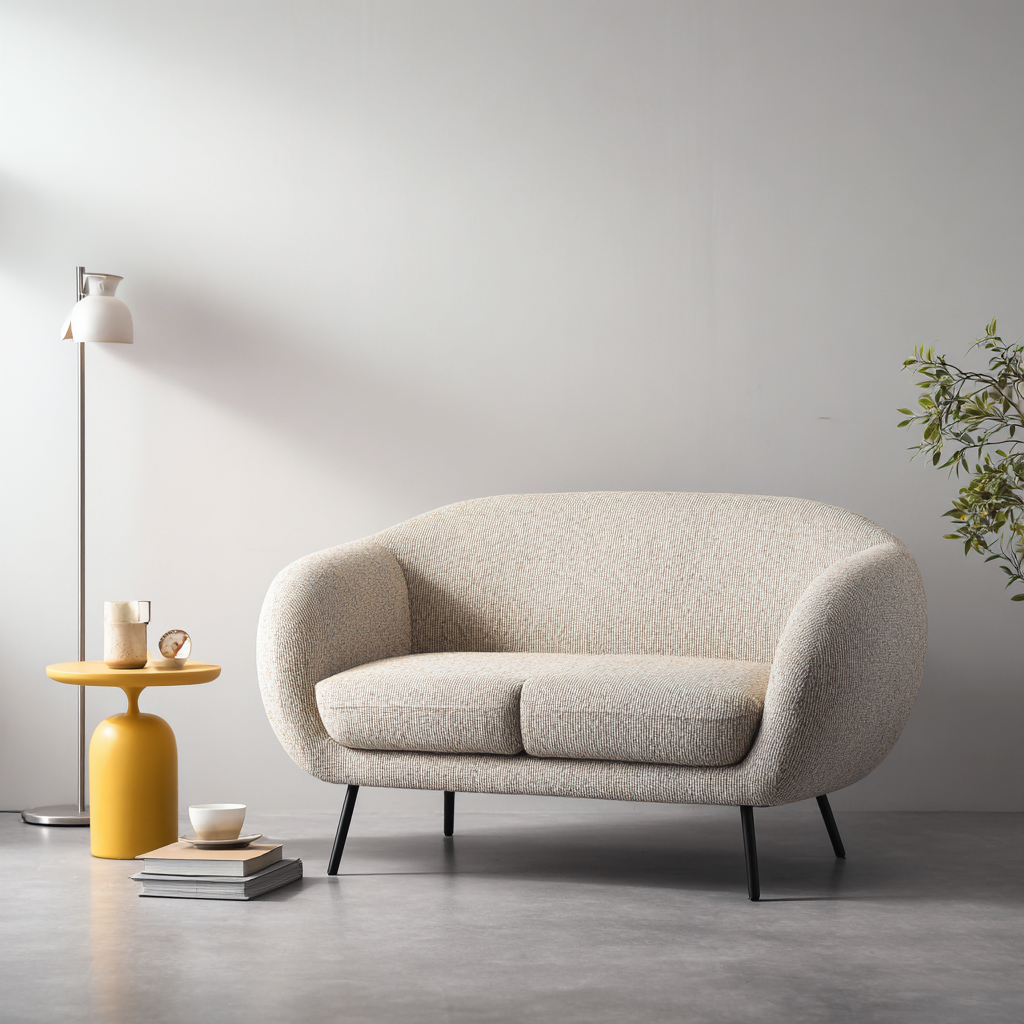 Divano lineare tessuto 150x85x80 cm - beige - design moderno-Havenilo