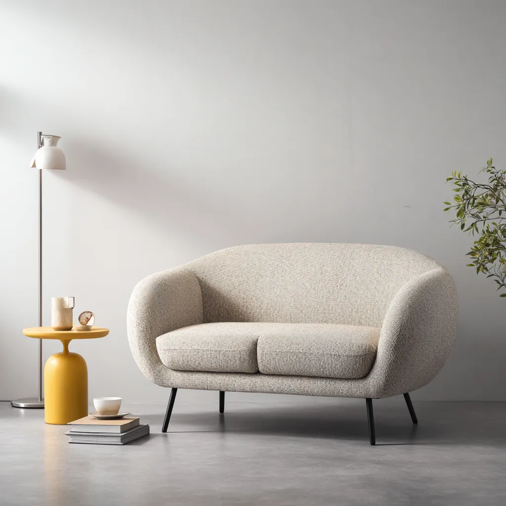 Divano lineare tessuto 150x85x80 cm - beige - design moderno-Havenilo