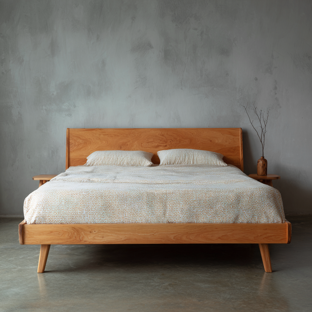Letto matrimoniale legno 210x165x105 cm - legno naturale - per camera - design moderno-Havenilo