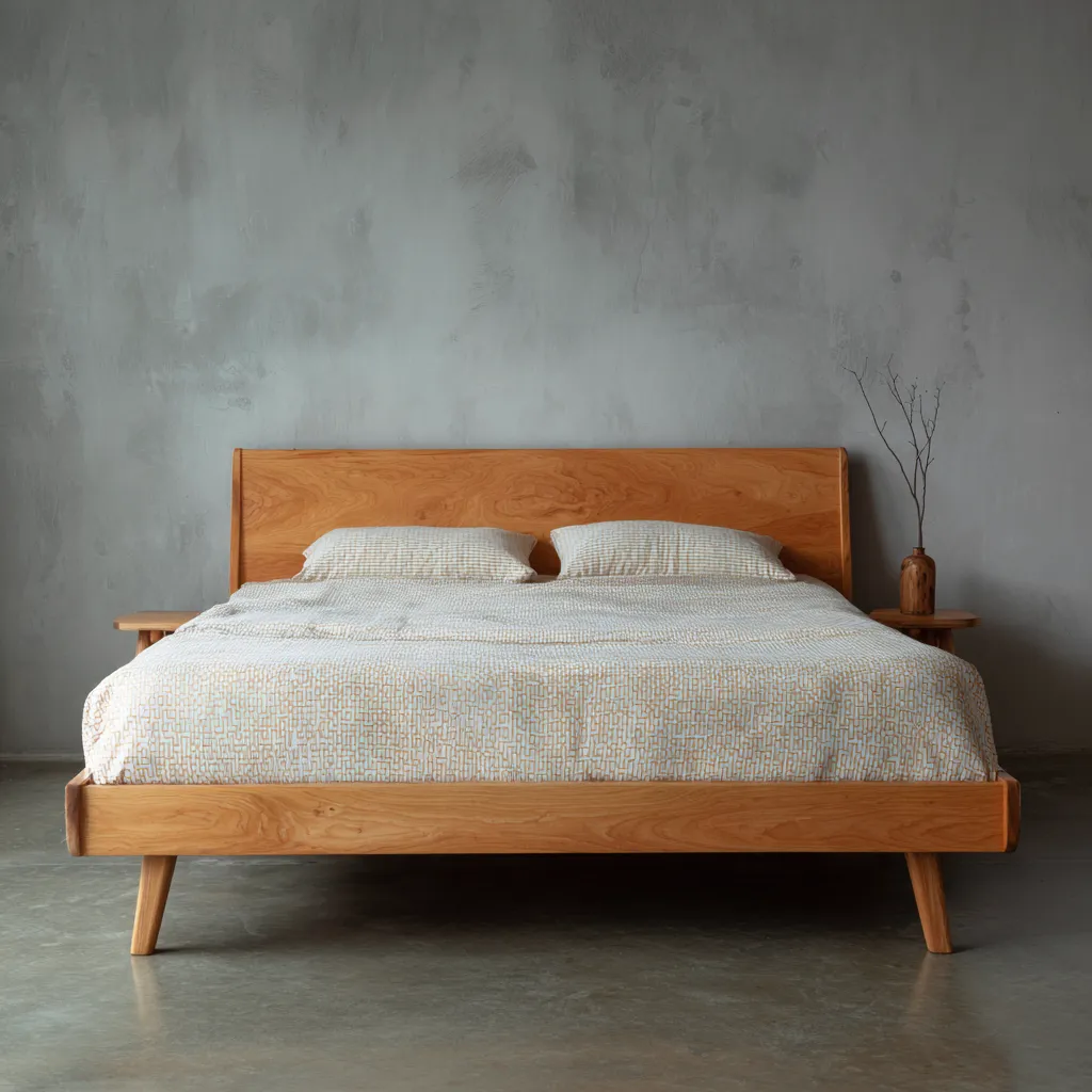 Letto matrimoniale legno 210x165x105 cm - legno naturale - per camera - design moderno-Havenilo