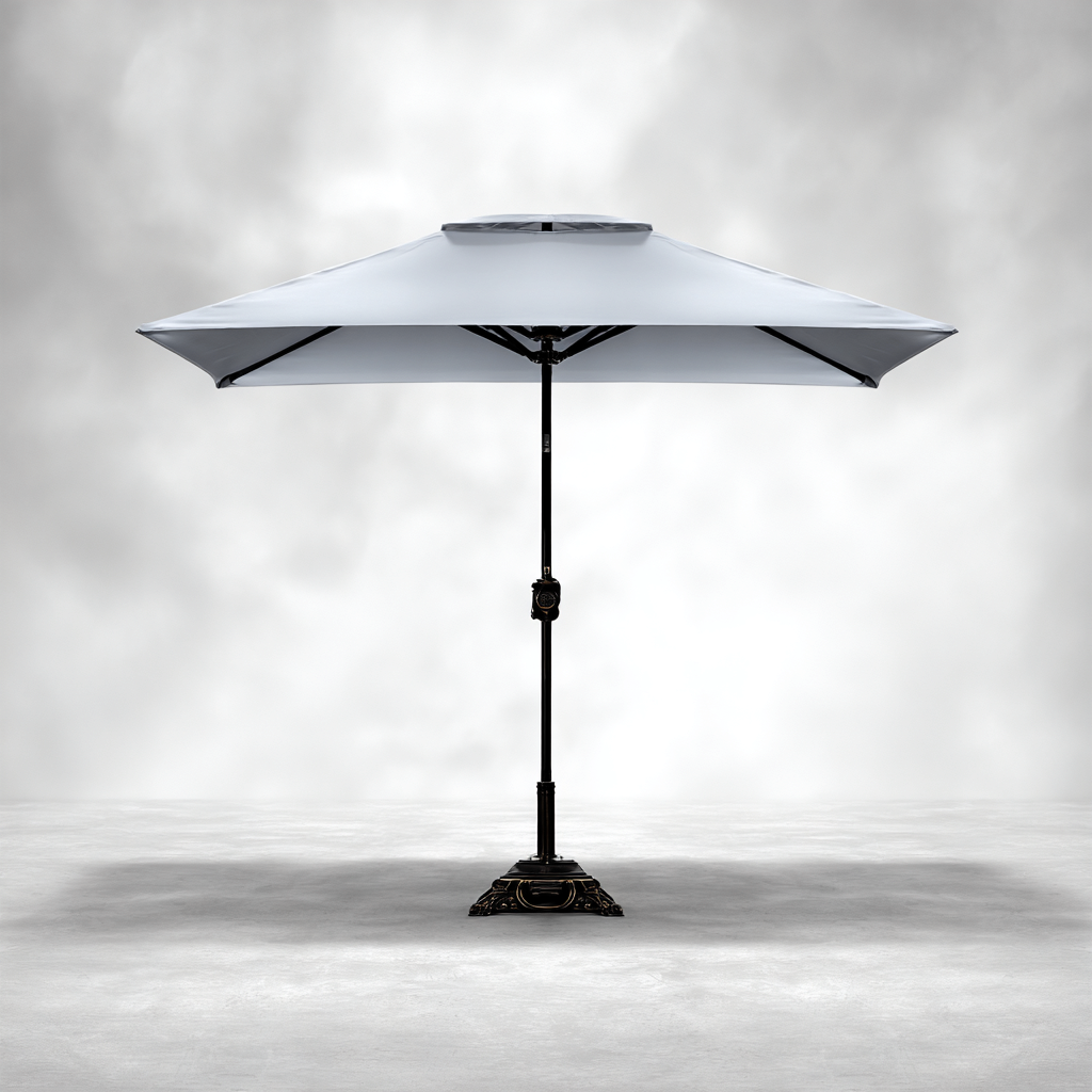 Ombrellone da giardino tessuto poliestere 210x210x240 cm - bianco-nero - uso esterno - design moderno-Havenilo