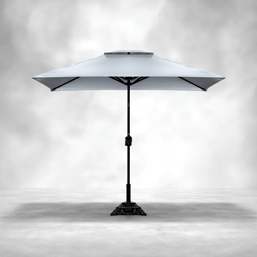 Ombrellone da giardino tessuto poliestere 210x210x240 cm - bianco-nero - uso esterno - design moderno-Havenilo