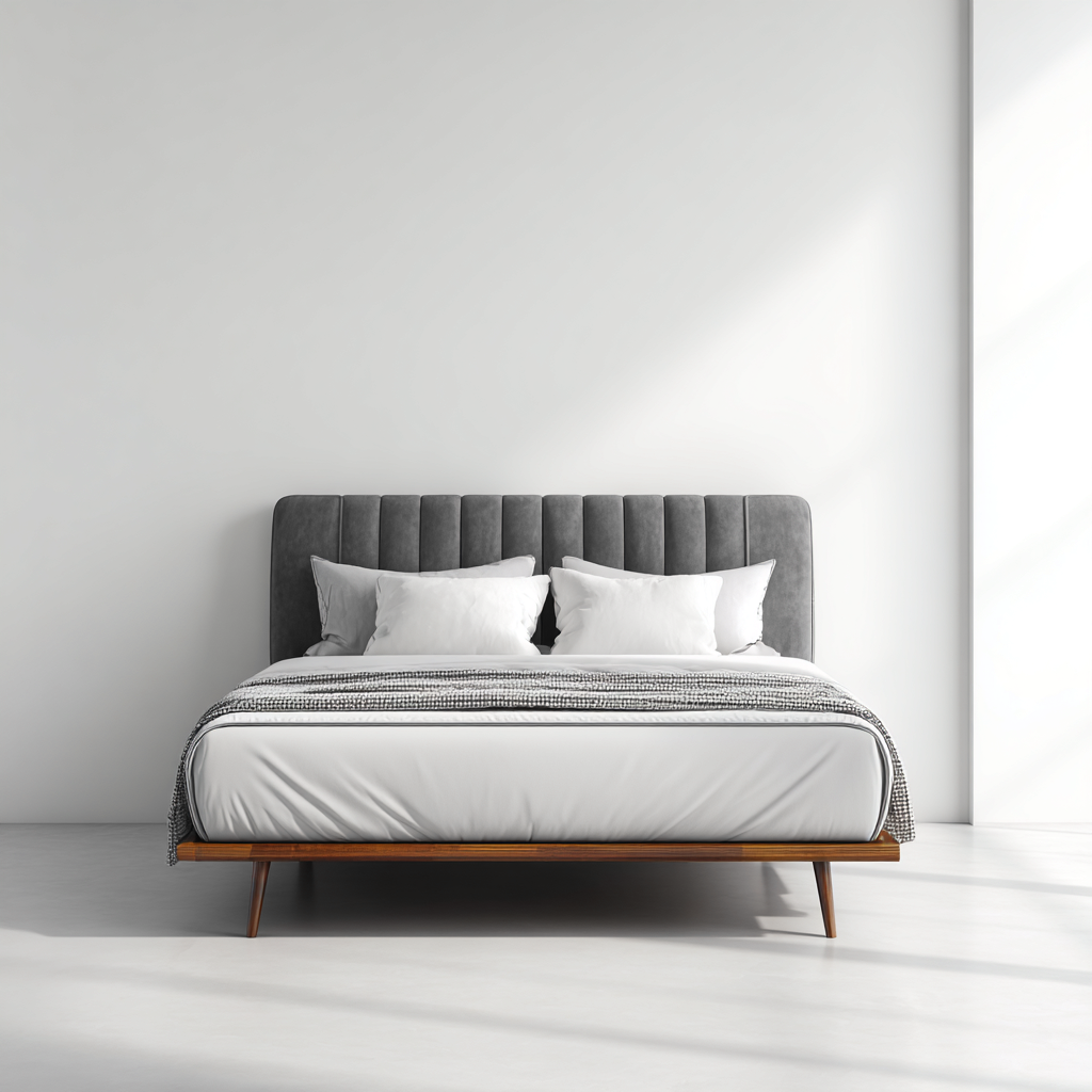 Letto matrimoniale tessuto-legno 220x170x115 cm grigio-legno uso camera da letto - design moderno con testiera imbottita-Havenilo