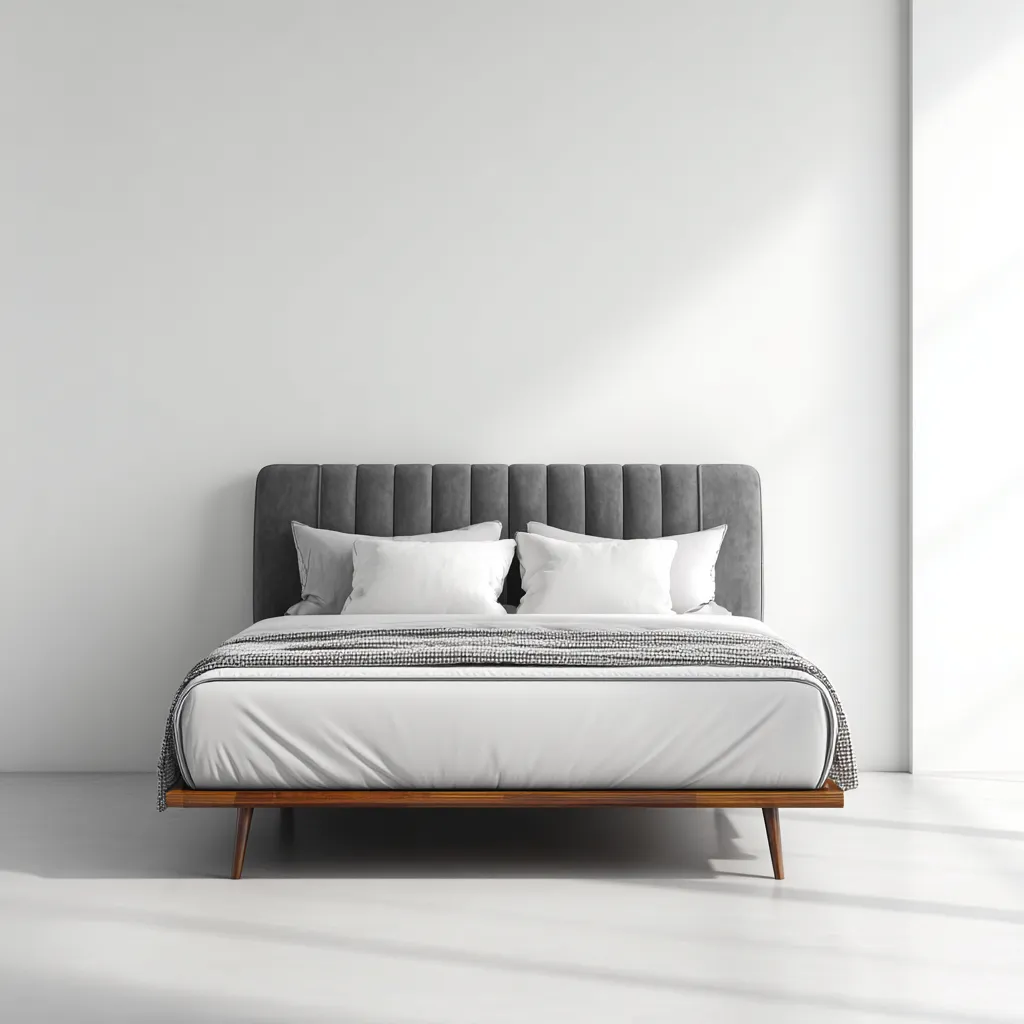 Letto matrimoniale tessuto-legno 220x170x115 cm grigio-legno uso camera da letto - design moderno con testiera imbottita-Havenilo