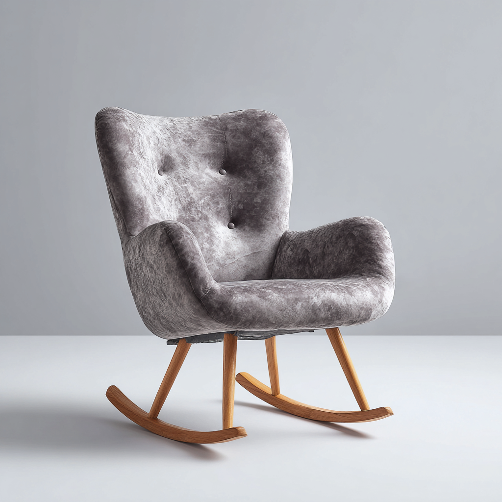 Sedia a dondolo in velluto 75x85x100 cm - grigio - design moderno e confortevole-Havenilo