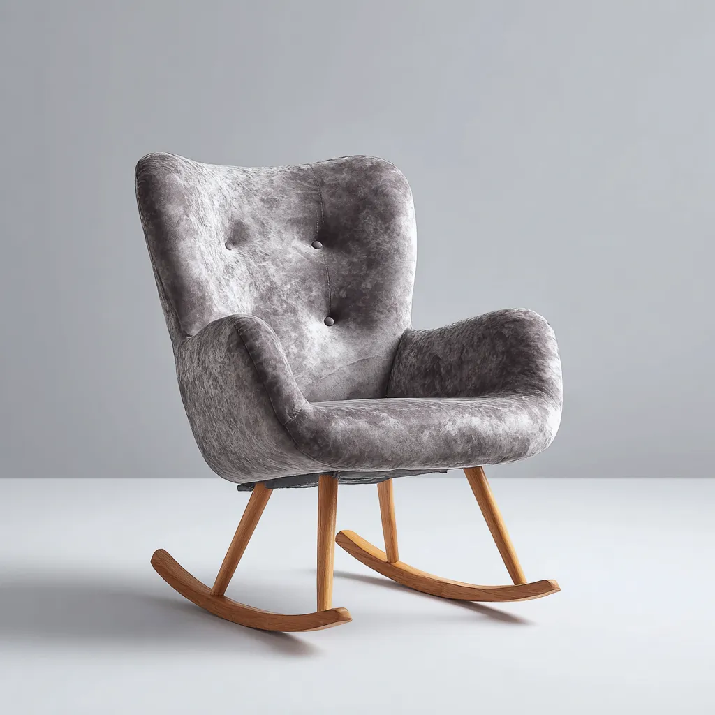 Sedia a dondolo in velluto 75x85x100 cm - grigio - design moderno e confortevole-Havenilo