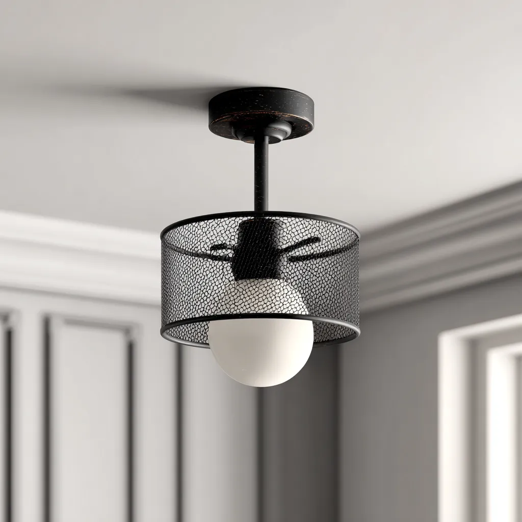 Lampada da soffitto metallo 22x22x28 cm - nero - design industriale-Havenilo