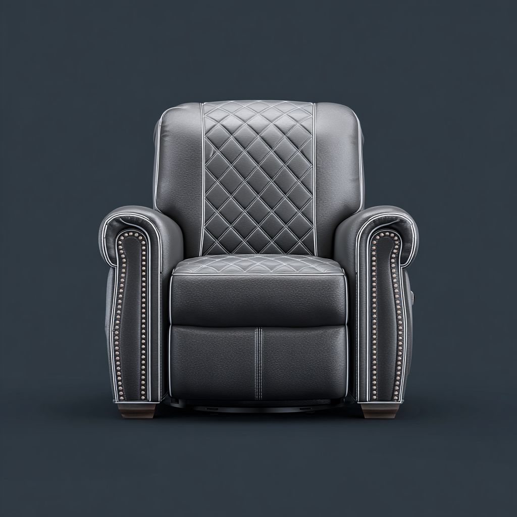 Poltrona reclinabile 95x90x100 cm - rivestimento in pelle - grigio scuro - design classico-Havenilo