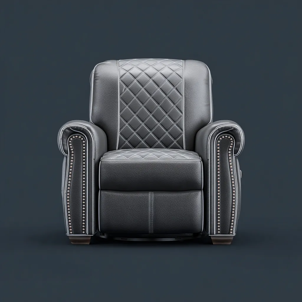 Poltrona reclinabile 95x90x100 cm - rivestimento in pelle - grigio scuro - design classico-Havenilo