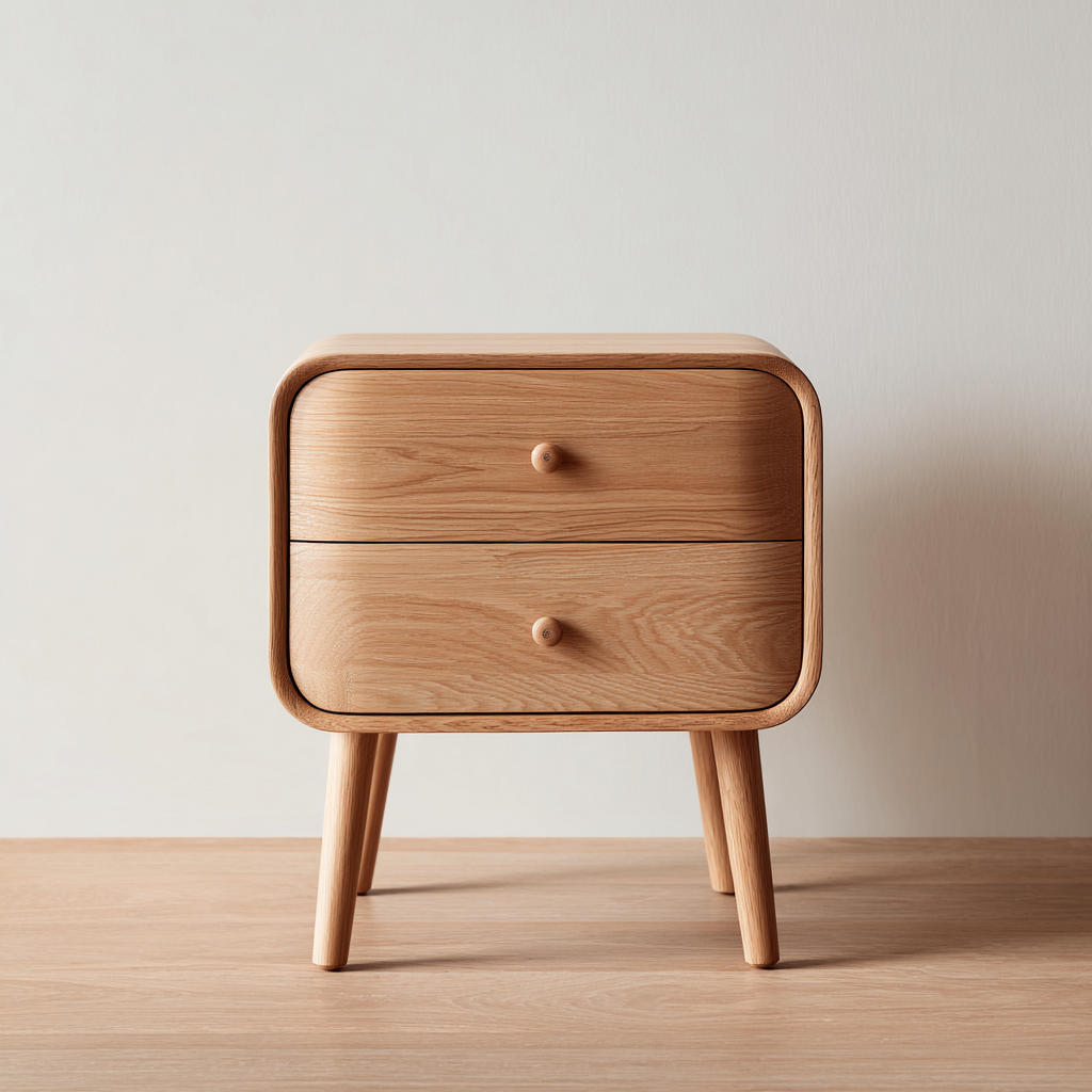 Comodino legno massello 45x35x55 cm - legno naturale - camera da letto - design moderno-Havenilo