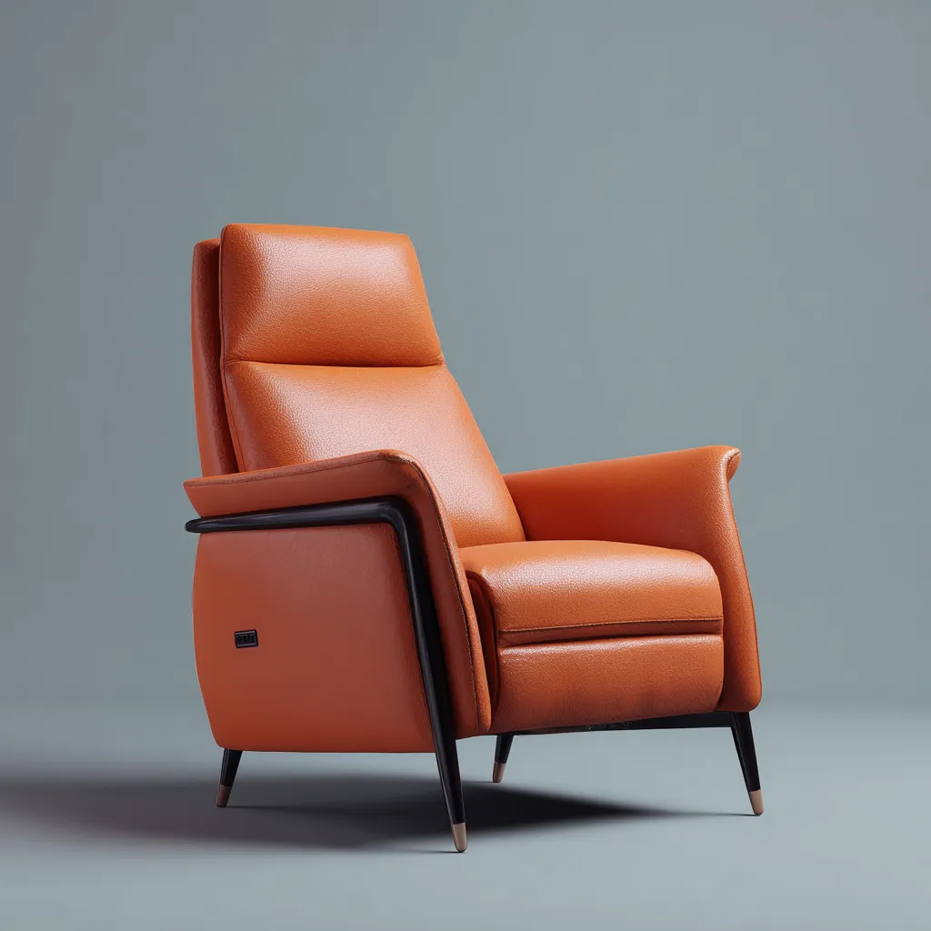 Poltrona reclinabile pelle-metallo 100x88x104 cm - arancione - design moderno-Havenilo