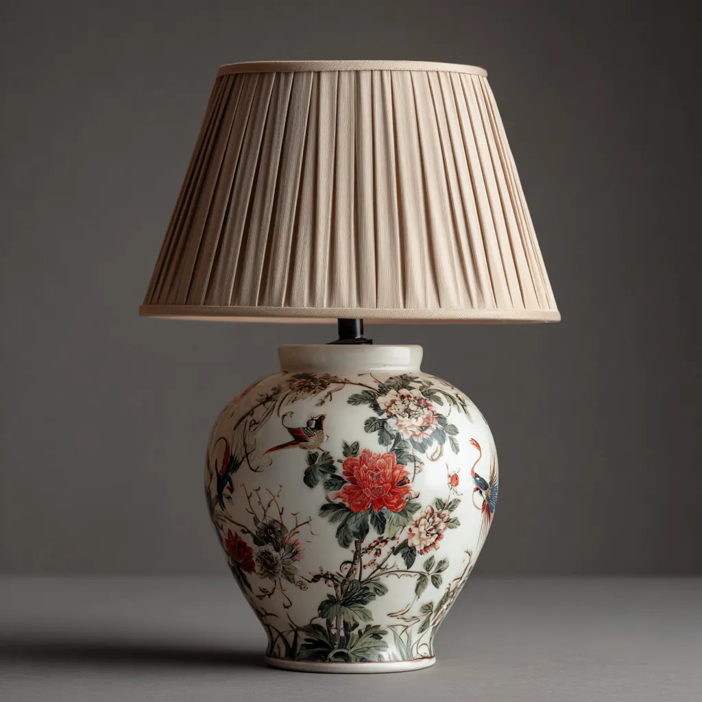 Lampada da tavolo ceramica-tessuto 28x28x50 cm - avorio-multicolore - design classico-Havenilo