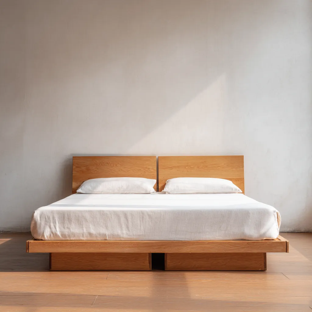 Letto matrimoniale legno 210x160x85 cm legno-naturale-bianco - design minimalista-Havenilo