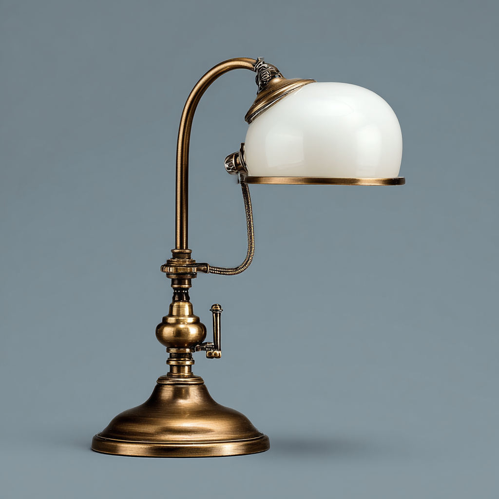 Lampada da tavolo metallo-vetro 26x20x45 cm - bronzo-bianco - design vintage-Havenilo