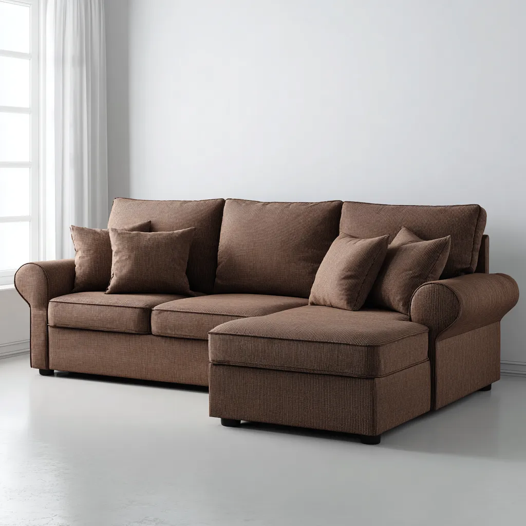 Divano angolare tessuto 270x185x90 cm - marrone - design classico-Havenilo