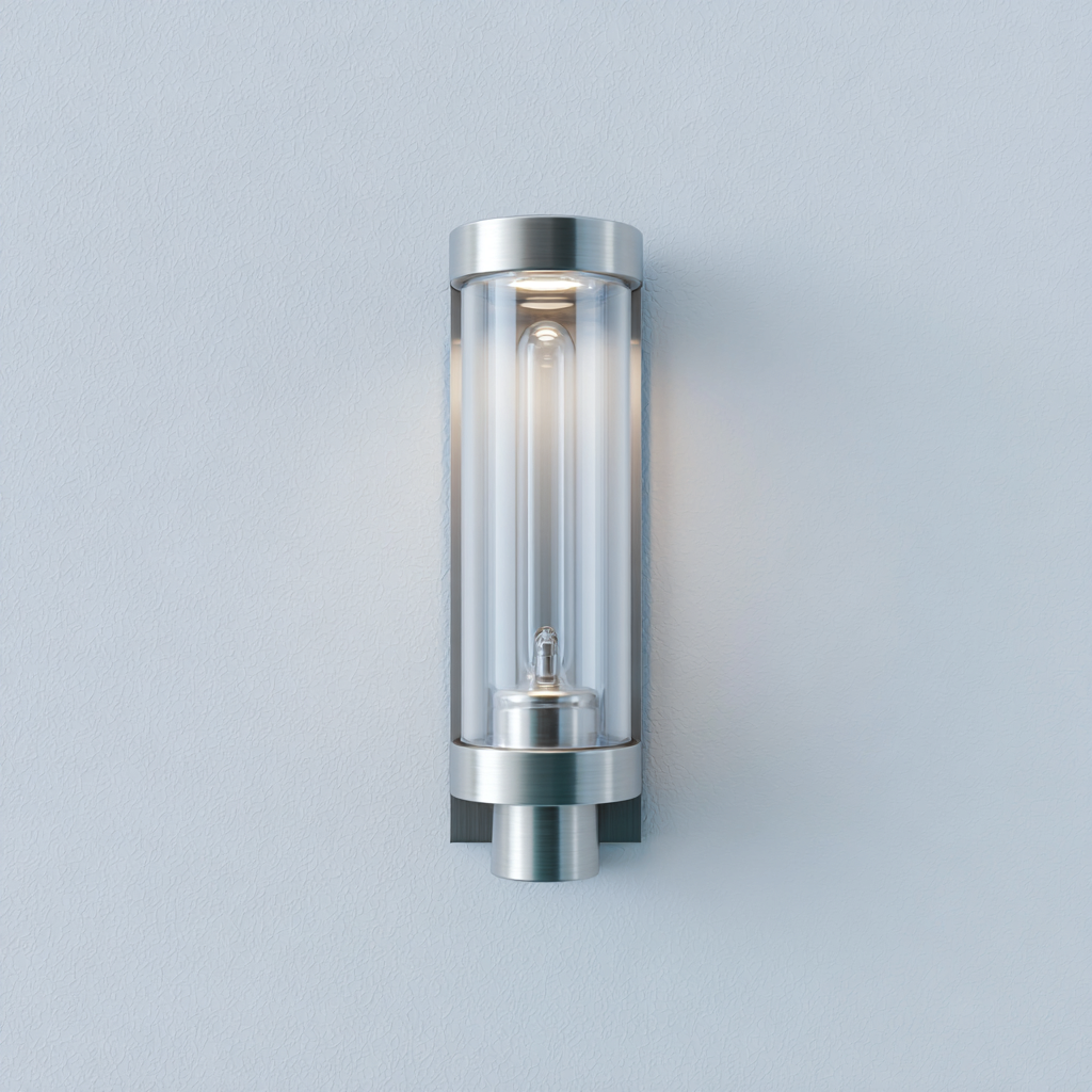 Applique - struttura in metallo e vetro 28x10x9 cm - argento - stile moderno-Havenilo