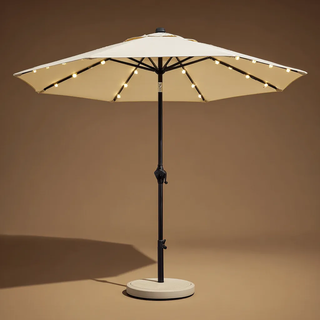 Ombrellone da giardino tessuto poliestere 200x200x235 cm - beige-nero - uso esterno - design luminoso a LED-Havenilo