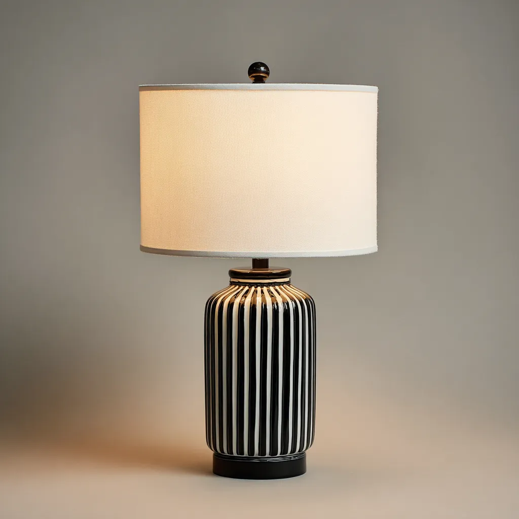 Lampada da tavolo ceramica 55x30x30 cm - nero-crema - design moderno-Havenilo