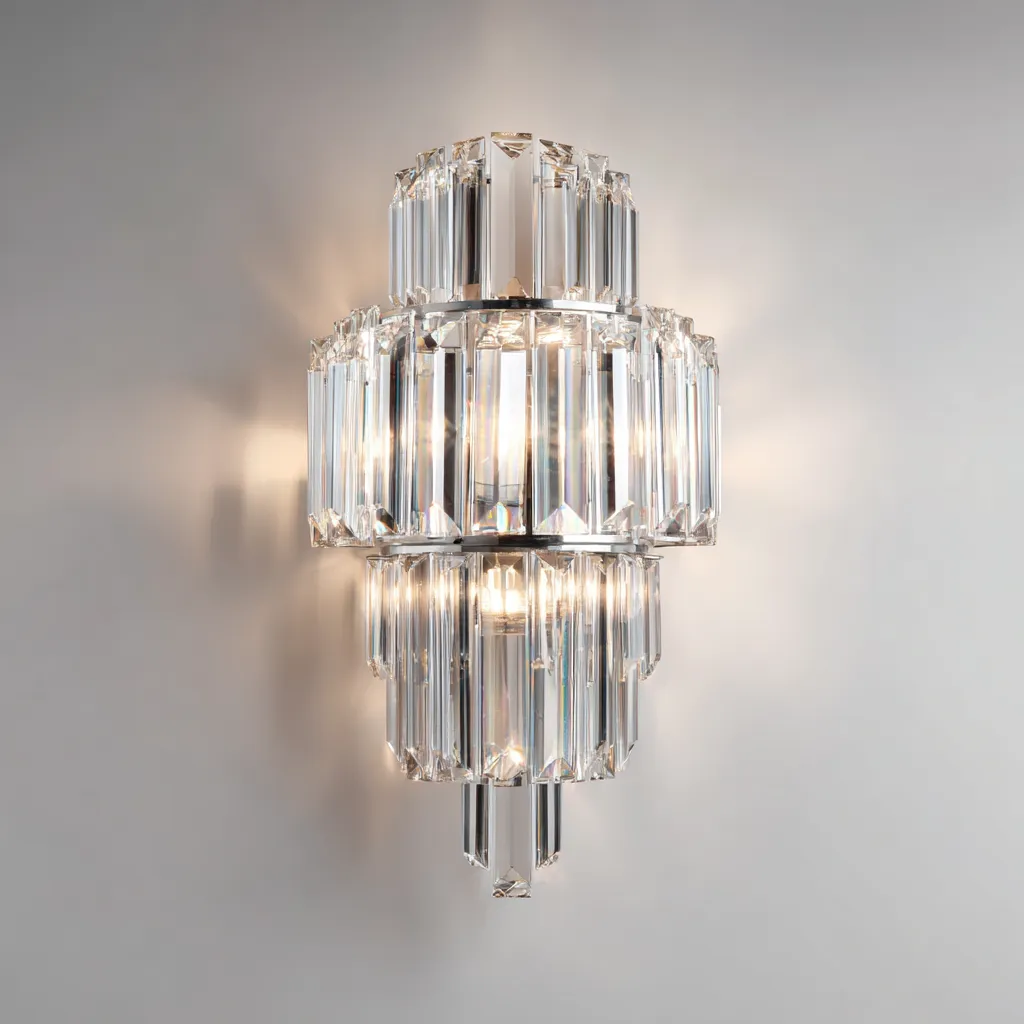 Applique cristallo-metallo 28x18x40 cm - trasparente - per interni - design moderno-Havenilo