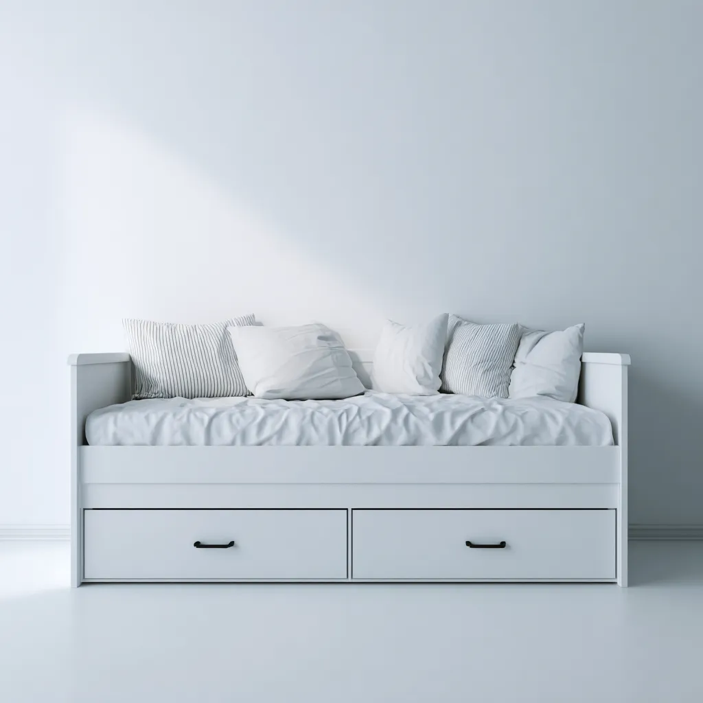 Divano letto - struttura in legno 203x96x92 cm - bianco - stile moderno-Havenilo