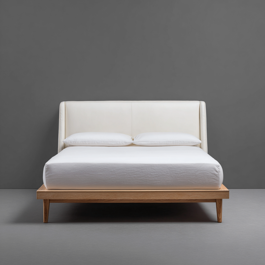 Letto matrimoniale - struttura in legno con testiera imbottita 209x166x112 cm - legno naturale-bianco - stile moderno-Havenilo