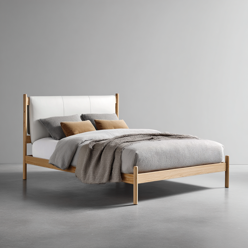 Letto matrimoniale in legno 210x170x105 cm - naturale-bianco - stile moderno-Havenilo