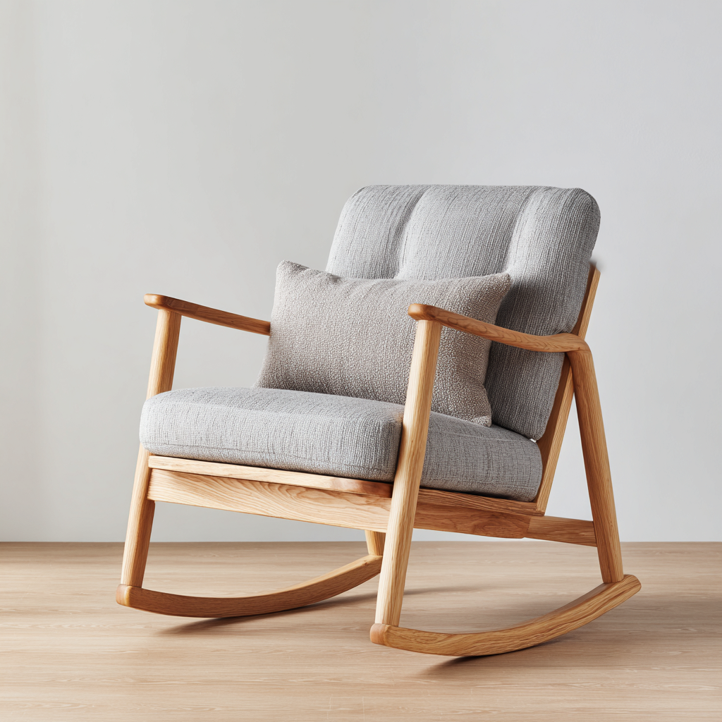 Sedia a dondolo legno tessuto 70x85x95 cm - grigio-marrone - design moderno-Havenilo
