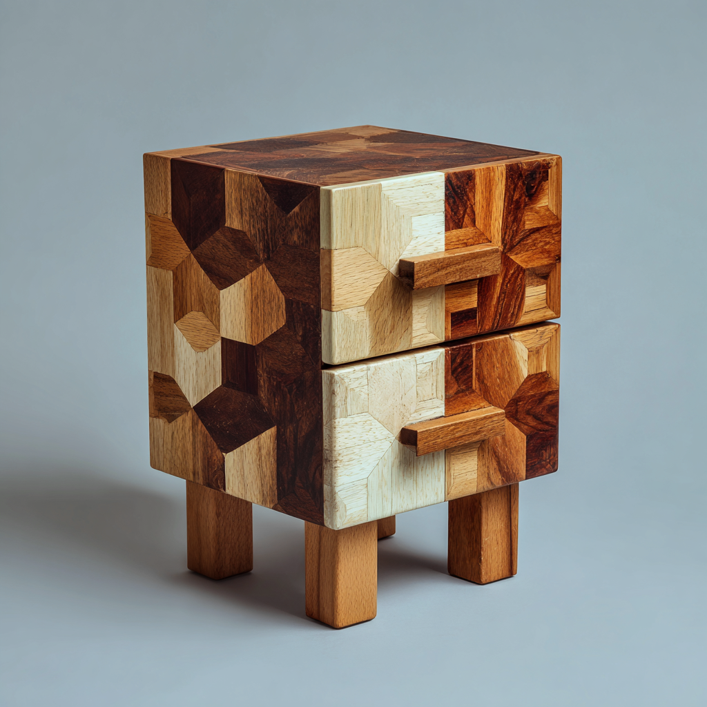 Comodino in legno 40x35x55 cm - multicolore - stile artistico-Havenilo