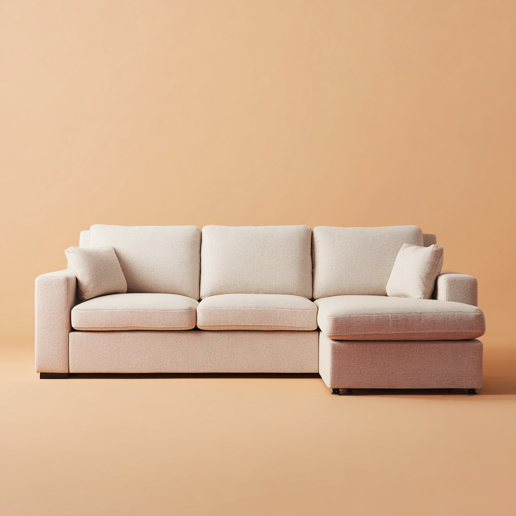 Divano angolare tessuto-legno 265x160x90 cm - beige - design moderno-Havenilo