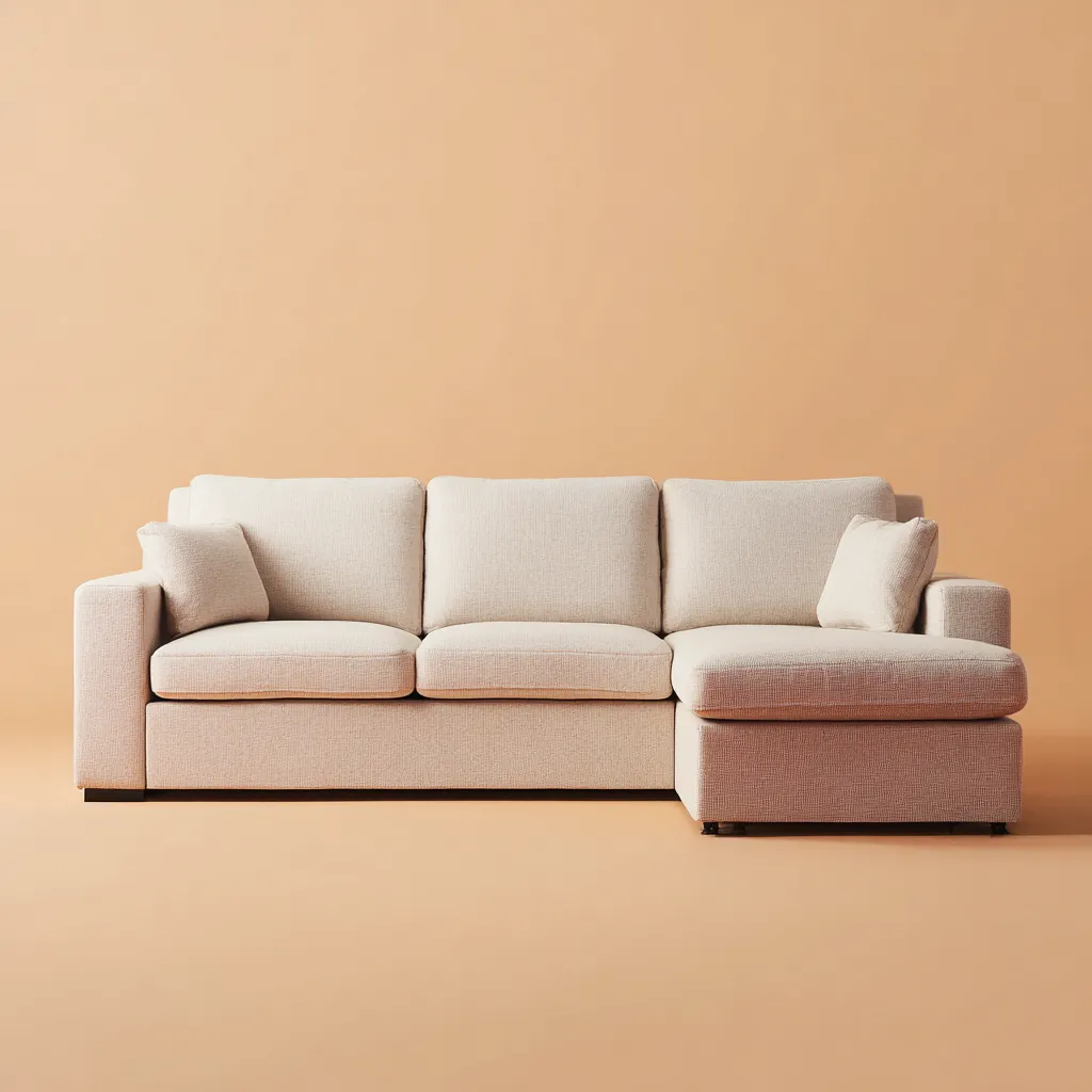 Divano angolare tessuto-legno 265x160x90 cm - beige - design moderno-Havenilo